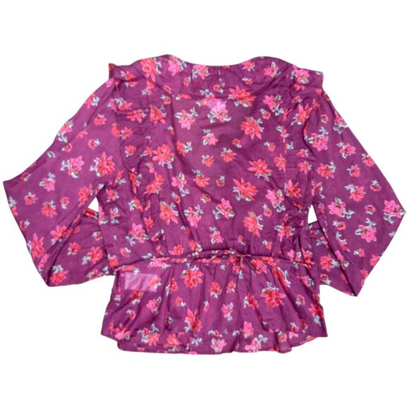 NWT Women's FREE PEOPLE Amanda Ruffle Wrap Top Floral | Size Large - Picture 6 of 13